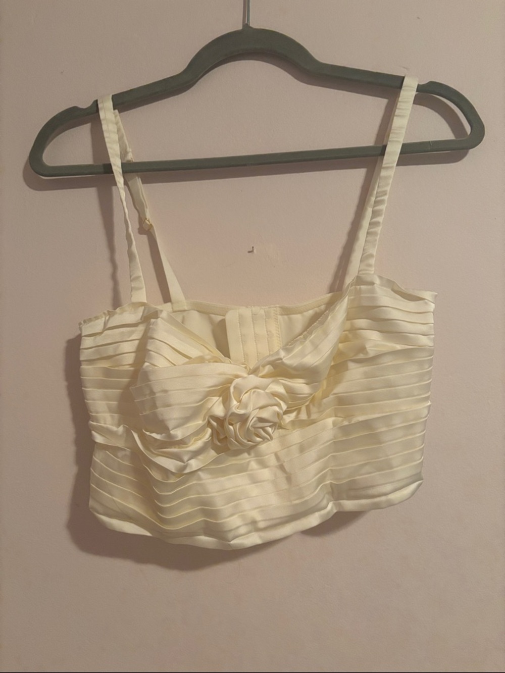 Anthropologie Cream Pleated Rosette Cami